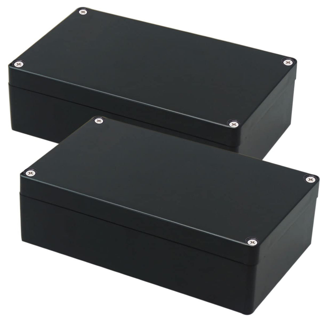 Junction Box, Zulkit Project Box IP65 Waterproof Outdoor Box ABS Plastic Electrical Boxes Electronic Enclosure Black 7.9 x 4.7 x 2.2 inch(200 x 120 x 56 mm)(Pack of 2)