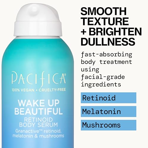 Pacifica Spray Lotion for Body - Wake Up Beautiful Body Serum – Overnight Retinoid Body Treatment, Spray-On Hydrating Serum with Granactive Retinoid, Mushrooms & Melatonin, Plumps & Renews Skin, Vegan