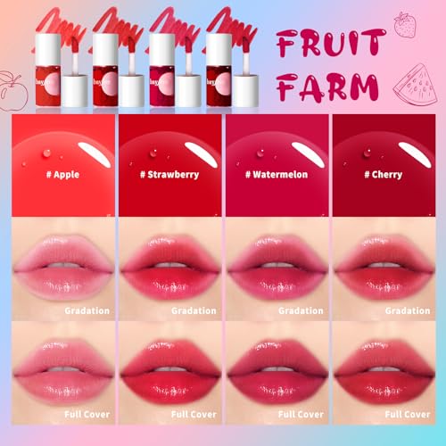 Lip Tint Stain, Long Lasting Korean Lip Stain Set, Non-sticky Waterproof Lightweight Lip and Cheek Tint, Moisturizing High Pigment Water Tint, Matte Finish Lip Tint