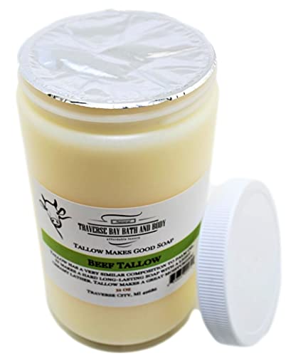 BEEF TALLOW DEODORIZED Grass fed beef Non Hydrogenated Soap making supplies. 32 FL Oz DIY projects.