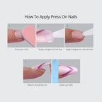 BTArtbox French Tip Press On Nails - Metallic French Tip Cat Eye Short Square Press On Nails with Glue for Women, Opaque Soft Gel Glue On Nails in 16 Sizes - 32 Stick On Nails Kit, Gleaming