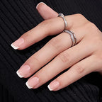 BTArtbox French Tip Press on Nails - Gel Press on Nails Short, No Fade Out Fake Nails with Nail Glue, Seamless Fit Glue on Nails in 15 Sizes Nail Kit for Valentine's Day Gift, Classic White
