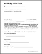 Adams Notice to Pay Rent or Vacate, Forms and Instructions [Print and Downloadable] (LF280), White