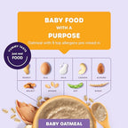 Ready, Set, Food! Organic Baby Oatmeal Cereal | Peanut Butter Banana - 1 Pack | Organic Baby Food with 9 Top Allergens: Peanut, Egg, Milk, Cashew, Almond, Walnut, Sesame, Soy & Wheat | Unsweetened | Fortified with Iron - 15 servings