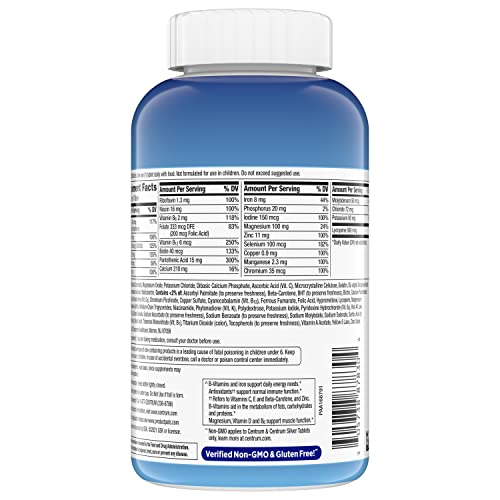 Centrum Multivitamin for Men, Multivitamin/Multimineral Supplement with Vitamin D3, B Vitamins and Antioxidants, Gluten Free, Non-GMO Ingredients - 250 Count