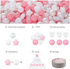 Pink Ball Pit Balls with Star Bals Heart Balls 100 - Crushproof Plasticballs for Babies Toddlers Kids Children for 1 2 3 4 5 Years Old,5 Colors,2.15inches