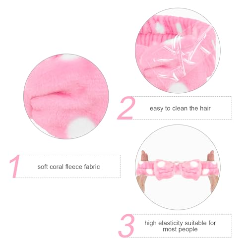Semato Bachelorette Party Favor Set Bride Spa Headband Bride Headband and Bridesmaid Headband Skincare Headbands for Women Cute Bow Head Bands Party Supplies (pink dot)