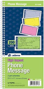 Adams® High Impact Phone Message Book, 2-Part Carbonless, 5-1/4" x 11", 200 Sets per Book (SC1153RB)