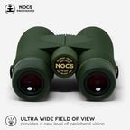 Nocs Provisions Pro Issue 8x42 Compact Fogproof Waterproof Binoculars for Adults & Kids, 8X Magnification, Wide View Multi-Coated Lenses for Bird Watching, Hunting & Stargazing - Canopy Green