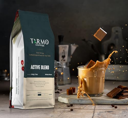 Tarmo Coffee | ACTIVE BLEND - Low Acid Coffee, Vietnamese Coffee, Robusta & Arabica Blend, Premium Whole Bean, Medium Roast, 12 Oz Bag