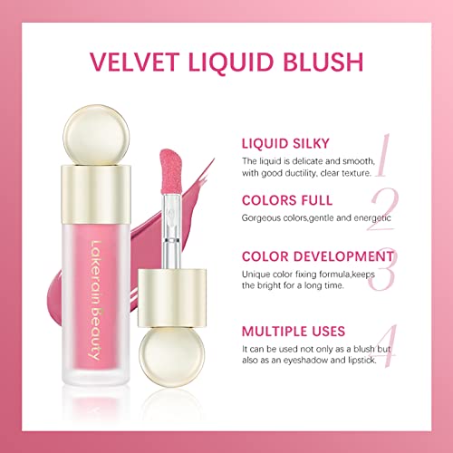 Erinde 2 Colors Liquid Highlighter and Blush Set, Natural Matte Face Blush, Natural Glossy Liquid Illuminator for Face and Body, Lightweight Blendable Silky Smooth Texture, Cruelty-free