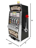 Slot Machine– Las Vegas Slot Machine with Casino Sounds, Flashing Lights, and Chrome Trim – Accepts 98% of World Coins by Trademark Poker