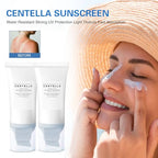 2PCS Centella Sunscreen SPF 50, Daily UV Defense Summer Sunblock for Face, 50ML 𝑴𝒂𝒅𝒂𝒈𝒂𝒔𝒄𝒂𝒓 Sunscreen Face Serum,Travel Essentials for Black Girl