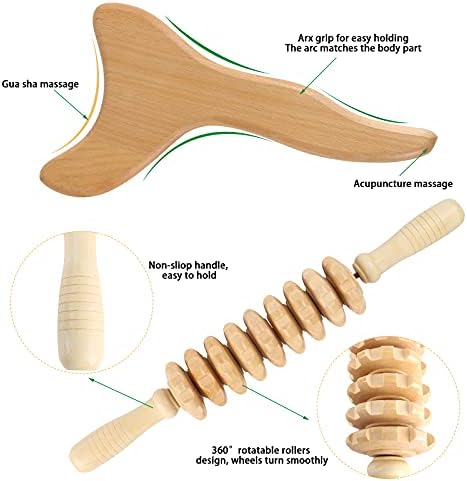 2 Pcs Wooden Gua Sha Tools Lymphatic Drainage Tool, Machomby Wood Therapy Massage Tools Manual Gua Sha Tools Anti Cellulite Massage Tool for Gua Sha Massage, Maderotherapy, Body Sculpting