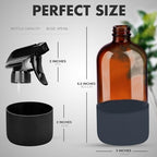 16oz Empty Glass Spray Bottle with Silicone Sleeve Protection - Refillable Containers for Cleaning Solutions, Essential Oils, Misting Plants - Including 3 Sprayers (Amber, 2 PACK)