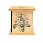 Wooden Piggy Bank for Kids and Adults, Personalized Gift Handmade in USA by BloomOwl, Custom Piggy Bank, Personalized Banks for Kids, Gifts for Baby Boys and Girls (Floral- Vintage)