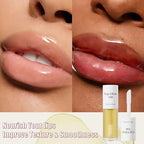 Hydrating Lip Glow Oil - 2PCS Tinted Moisturizing Lip Gloss Plumping Long-Lasting Shiny Fruit Flavor Lip Stain, 0.10 Fl Oz (Raspberry&Peony)