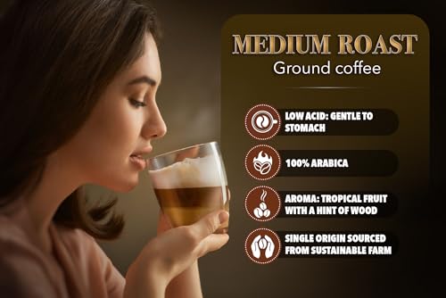 Tarmo Coffee | REAL BREW - Low Acid Ground Coffee, Vietnamese Coffee, Premium Arabica, Medium Roast, 12 Oz Bag