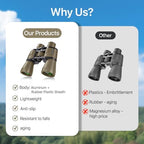20x50 Binoculars for Adults with Smartphone Adapter - High Powered Binoculars for Bird Watching Hunting Hiking Concert Travel Theater with BAK4 Prism FMC Lens, Mud
