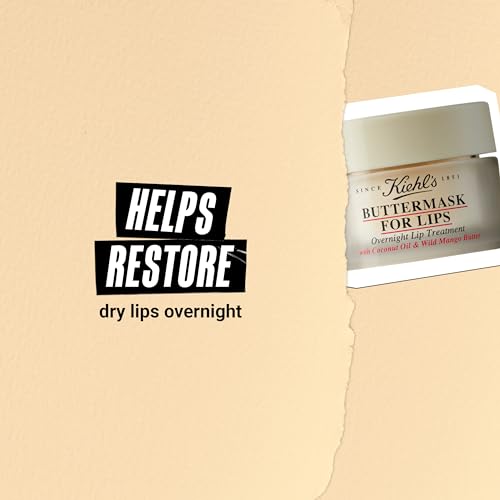 Kiehl's Buttermask For Lips, Hydrating Overnight Lip Mask, Nourishes & Restores Dry Lips, Intense Hydration, with Coconut Oil & Wild Mango Butter, Paraben-free, Fragrance-free - 0.35 fl oz