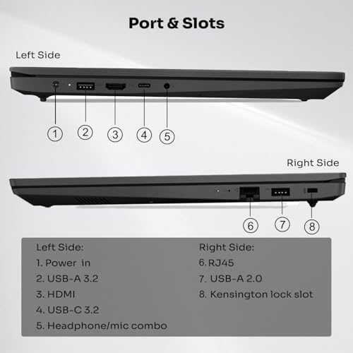 Lenovo V-Series V15 Business Laptop, 15.6" FHD Display, AMD Ryzen 7 7730U, 40GB RAM, 1TB SSD, Numeric Keypad, HDMI, RJ45, Webcam, Wi-Fi, Windows 11 Pro, Black