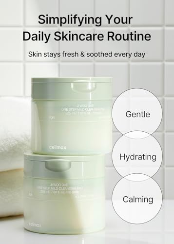 celimax Ji.Woo.Gae One Step Mild Cleansing Pad (60pads) | Easy One-step Makeup Remover, Cleansing Water Pads, Big Size, Face Wash Cleanser, Hydrating, Soothing, Moisturizing, Korean Daily Skincare
