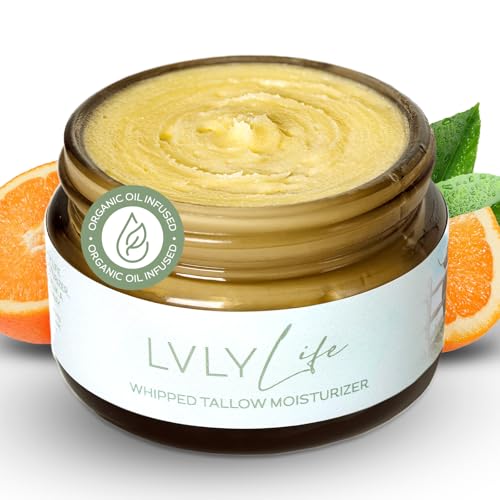 Whipped Beef Tallow Face Moisturizer - Grass Fed Grass Finished Beef- All Organic Ingredients - Natural, Hydrating Balm for Face + Body - Nourish and Soothe Sensitive Skin, 2 oz