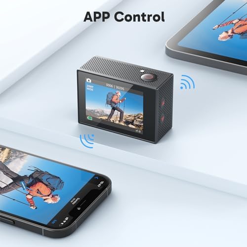AKASO EK7000 4K30FPS 20MP WiFi Action Camera with EIS Ultra HD 131FT Waterproof Underwater Camera Remote Control 4X Zoom Support External Microphone Black