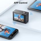 AKASO EK7000 4K30FPS 20MP WiFi Action Camera with EIS Ultra HD 131FT Waterproof Underwater Camera Remote Control 4X Zoom Support External Microphone Black