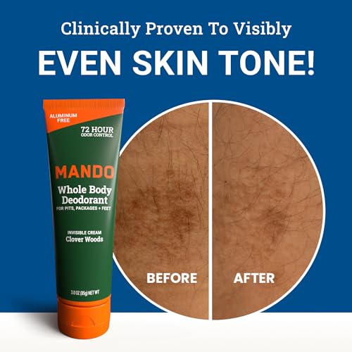 Mando Whole Body Deodorant For Men - Invisible Cream - 72 Hour Odor Control - Aluminum Free, Baking Soda Free, Skin Safe - 3 Ounce Tube (Pack of 2) - Clover Woods