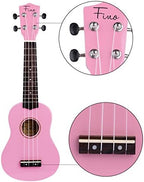 FINO Beginner Ukulele 21 Inch Soprano Ukelele for Kids Four String Wood Children Ukulele with Gig Bag (Pink)