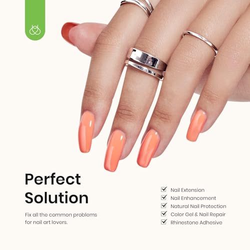 Beetles 3Pcs 15ml Builder Nail Gel with Top and Base Coat Set No Wipe Gel Top Coat Base Gel Builder Extension Gel for Nails Shine Finish and Long Lasting Nail Protection Gift for Women