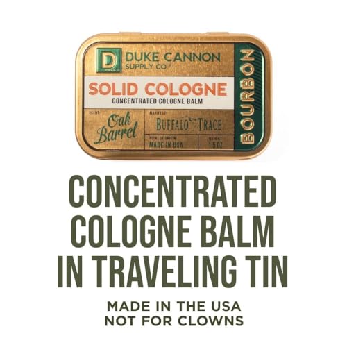 Duke Cannon Supply Co. Solid Cologne for Men Bay Rum (Citrus Musk, Cedarwood, Island Spice) - Concentrated Balm, Travel-Friendly Convenient Tin, 1.5 oz