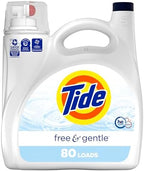 Tide Free & Gentle Liquid Laundry Detergent, 105 fl oz, 80 Loads, HE Compatible