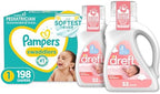 Baby Diapers Newborn/Size 1 (8-14 lb), 198 Count and Baby Laundry Detergent Pack of 2 - Pampers Swaddlers, One Month Supply & Dreft Stage 1 Newborn Hypoallergenic 50 Fl Oz (Packaging May Vary)