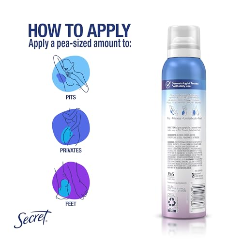 Secret Whole Body Deodorant Spray for Women, Peach & Vanilla Scent, Aluminum Free Deodorant Spray, 72 HR Odor Protection, 3.5 oz