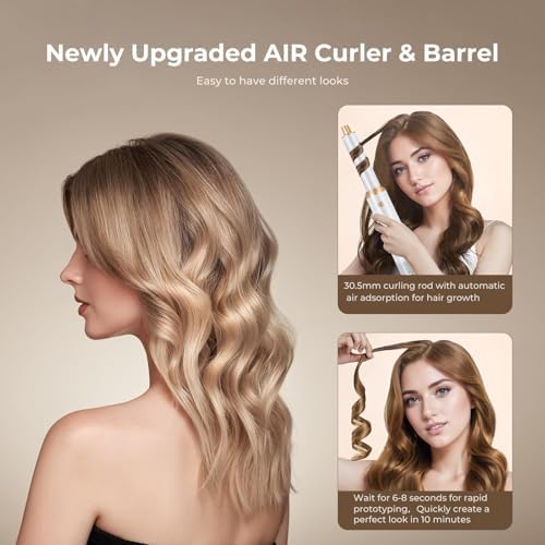 5 in 1 Upgrade Hair Dryer Brush Blow Dryer Brush, Air Curler Air Curling Wrap Styler, Detachable Hot Air Brush Negative Ion Curling Brush Iron, Hair Styling Tools for Drying Curling Straightening
