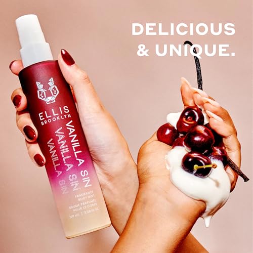 Ellis Brooklyn VANILLA SIN Hair And Body Mist - Gourmand Perfume with Black Cherry, Fresh Freesia, & Bourbon Vanilla, Vegan Perfume Made In The USA