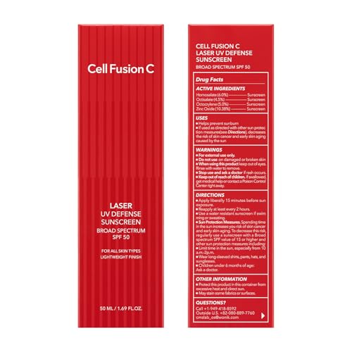 Cell Fusion C Laser UV Defense Face Sunscreen SPF 50, With PDRN & 6 Ceramides, No White Cast, Soft Matt Finish, Korean Sunscreen for Face, 50ml / 1.69 fl.oz