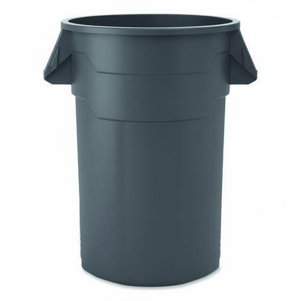 Kleen Commercial Brute Heavy-Duty Round Trash Can, 44-Gallon, Gray, Utility Garbage Container, Landscapers/Construction Sites/Restaurants/Offices/Warehouses Made in USA