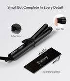 Travel Curling Iron, 1 Inch Mini Curling Iron Travel Size with 3 Adjustable Temp, Ceramic Mini Hair Curler with Keratin&Argan Oil Infuse, Dual Voltage, Includes Storage Bag