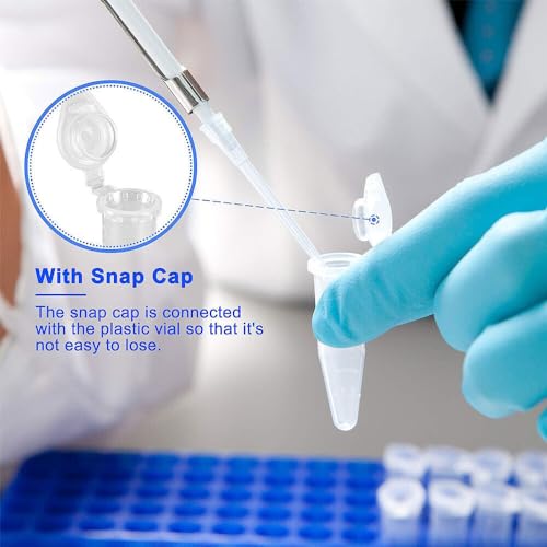 2ml Microcentrifuge Tubes 1000PCS,Centrifuge Tubes with Attached Lid,Clear Round Micro Centrifuge Small Sample Bottle Vials Container for Lab,Plastic Lab Snap Tubes,[2ml, 2 Bag Packs,1000PCS]