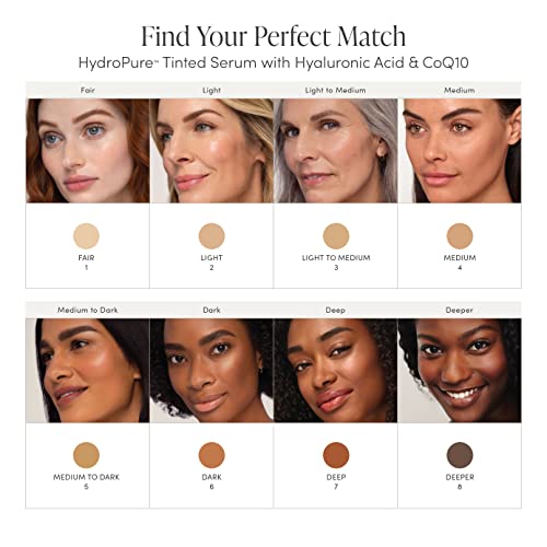 jane iredale HydroPure Tinted Serum, Hydrating, Sheer-Coverage Formula Helps Plump, Soothe, Blur Lines and Even Skin Tone with Hyaluronic Acid + CoQ10