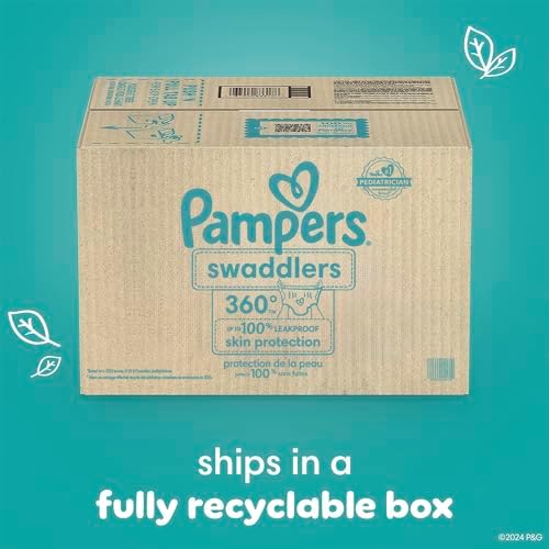 Pampers Diapers - Swaddlers 360 - Size 3, 156 Count, for up to 100% Leakproof Premium Skin Protection