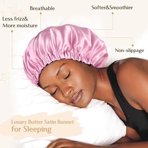 YANIBEST Double Layer Satin Bonnet Silk Bonnet Adjustable Hair Bonnet for Sleeping Hair Bonnets for Women Curly Natural Hair