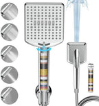Filtered Shower Head with Handheld - High Pressure 6 Modes, 120 Anti-clog Nozzles, Detachable Showerhead with Hard Water Filters, Extra Long 6ft Hose, Power Wash Mode to Clean Bathroom, Pets