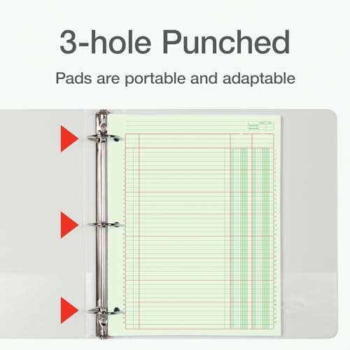 Adams Columnar Analysis Pad, 2 Column Ledger, 8.5" x 11", 100 Pages (50 Sheets), Green, 3 Hole Punch, for Accounting, Bookkeeping & Data (ACP85112)