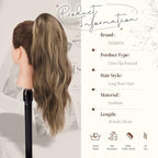 FESHFEN Ponytail Extensions, Long Claw Clip in Ponytail Hairpiece Synthetic Pony Tails Hair Piece Natural Wavy Hairpieces for Women, 20 inch Brown Mixed Honey Blonde