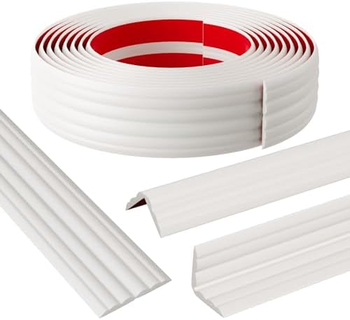 Wall Corner Protector & Edge Guard, Peel and Stick Wall Trim Moulding Inside & Outside Corner Molding Trim Caulk Strip, Self Adhesive Trim for Wall Edge,Ceiling, Countertop, 1.6” W x20’ L，White