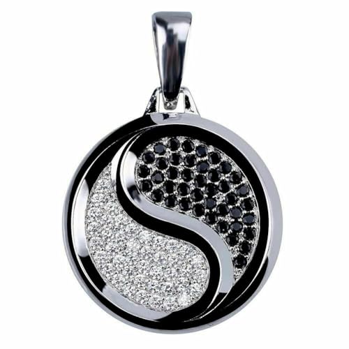2.10 Ct. Round Cut Lab-Created Diamond Men's & Women's Yin-Yang Symbol Pendant Necklace, 14K White Gold Finish Ice-Out Hip Hop Charm